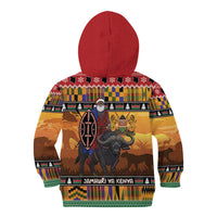 Kenya Safari Christmas Kid Hoodie Black Santa Riding Cape Buffalo - Heri ya Krismasi - Wonder Print Shop