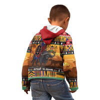 Kenya Safari Christmas Kid Hoodie Black Santa Riding Cape Buffalo - Heri ya Krismasi - Wonder Print Shop