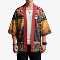 Kenya Safari Christmas Kimono Black Santa Riding Cape Buffalo - Heri ya Krismasi - Wonder Print Shop