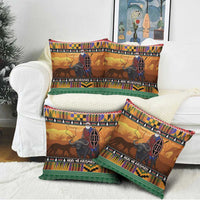 Kenya Safari Christmas Pillow Cover Black Santa Riding Cape Buffalo - Heri ya Krismasi - Wonder Print Shop