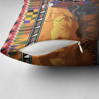 Kenya Safari Christmas Pillow Cover Black Santa Riding Cape Buffalo - Heri ya Krismasi - Wonder Print Shop