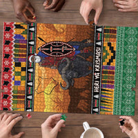 Kenya Safari Christmas Puzzle Black Santa Riding Cape Buffalo - Heri ya Krismasi - Wonder Print Shop