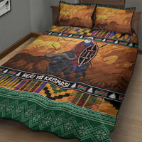 Kenya Safari Christmas Quilt Bed Set Black Santa Riding Cape Buffalo - Heri ya Krismasi - Wonder Print Shop