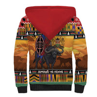 Kenya Safari Christmas Sherpa Hoodie Black Santa Riding Cape Buffalo - Heri ya Krismasi - Wonder Print Shop