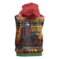 Kenya Safari Christmas Sleeveless Zip Hoodie Black Santa Riding Cape Buffalo - Heri ya Krismasi - Wonder Print Shop