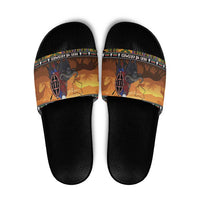 Kenya Safari Christmas Slide Sandals Black Santa Riding Cape Buffalo - Heri ya Krismasi - Wonder Print Shop