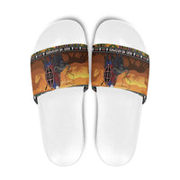 Kenya Safari Christmas Slide Sandals Black Santa Riding Cape Buffalo - Heri ya Krismasi - Wonder Print Shop