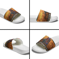 Kenya Safari Christmas Slide Sandals Black Santa Riding Cape Buffalo - Heri ya Krismasi - Wonder Print Shop