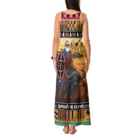 Kenya Safari Christmas Tank Maxi Dress Black Santa Riding Cape Buffalo - Heri ya Krismasi - Wonder Print Shop