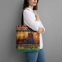 Kenya Safari Christmas Tote Bag Black Santa Riding Cape Buffalo - Heri ya Krismasi - Wonder Print Shop