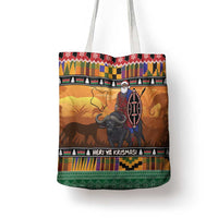 Kenya Safari Christmas Tote Bag Black Santa Riding Cape Buffalo - Heri ya Krismasi - Wonder Print Shop