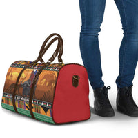 Kenya Safari Christmas Travel Bag Black Santa Riding Cape Buffalo - Heri ya Krismasi - Wonder Print Shop