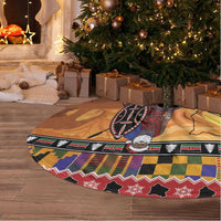 Kenya Safari Christmas Tree Skirt Black Santa Riding Cape Buffalo - Heri ya Krismasi - Wonder Print Shop