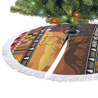 Kenya Safari Christmas Tree Skirt Black Santa Riding Cape Buffalo - Heri ya Krismasi - Wonder Print Shop