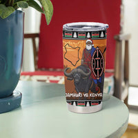 Kenya Safari Christmas Tumbler Cup Black Santa Riding Cape Buffalo - Heri ya Krismasi - Wonder Print Shop