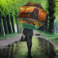 Kenya Safari Christmas Umbrella Black Santa Riding Cape Buffalo - Heri ya Krismasi - Wonder Print Shop