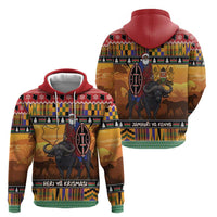Kenya Safari Christmas Zip Hoodie Black Santa Riding Cape Buffalo - Heri ya Krismasi - Wonder Print Shop