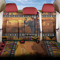Kenya Safari Christmas Back Car Seat Cover Black Santa Riding Elephant - Heri ya Krismasi - Wonder Print Shop