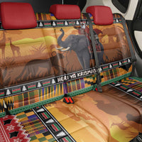 Kenya Safari Christmas Back Car Seat Cover Black Santa Riding Elephant - Heri ya Krismasi - Wonder Print Shop