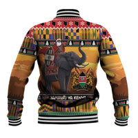 Kenya Safari Christmas Baseball Jacket Black Santa Riding Elephant - Heri ya Krismasi - Wonder Print Shop