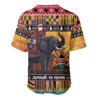 Kenya Safari Christmas Baseball Jersey Black Santa Riding Elephant - Heri ya Krismasi - Wonder Print Shop
