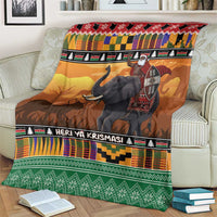 Kenya Safari Christmas Blanket Black Santa Riding Elephant - Heri ya Krismasi - Wonder Print Shop