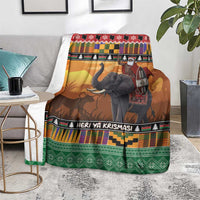 Kenya Safari Christmas Blanket Black Santa Riding Elephant - Heri ya Krismasi - Wonder Print Shop