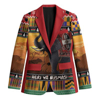 Kenya Safari Christmas Blazer Black Santa Riding Elephant - Heri ya Krismasi - Wonder Print Shop