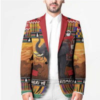 Kenya Safari Christmas Blazer Black Santa Riding Elephant - Heri ya Krismasi - Wonder Print Shop