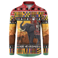 Kenya Safari Christmas Button Sweatshirt Black Santa Riding Elephant - Heri ya Krismasi - Wonder Print Shop