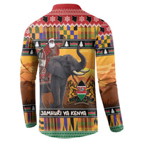 Kenya Safari Christmas Button Sweatshirt Black Santa Riding Elephant - Heri ya Krismasi - Wonder Print Shop