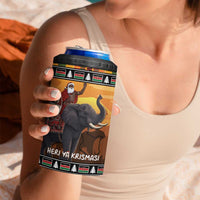 Kenya Safari Christmas 4 in 1 Can Cooler Tumbler Black Santa Riding Elephant - Heri ya Krismasi - Wonder Print Shop