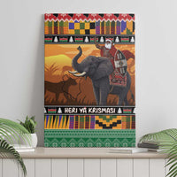 Kenya Safari Christmas Canvas Wall Art Black Santa Riding Elephant - Heri ya Krismasi - Wonder Print Shop