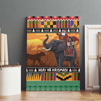 Kenya Safari Christmas Canvas Wall Art Black Santa Riding Elephant - Heri ya Krismasi - Wonder Print Shop
