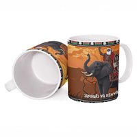 Kenya Safari Christmas Ceramic Mug Black Santa Riding Elephant - Heri ya Krismasi - Wonder Print Shop
