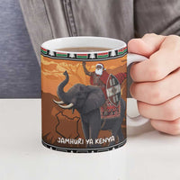 Kenya Safari Christmas Ceramic Mug Black Santa Riding Elephant - Heri ya Krismasi - Wonder Print Shop
