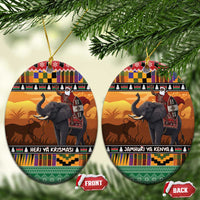 Kenya Safari Christmas Ceramic Ornament Black Santa Riding Elephant - Heri ya Krismasi - Wonder Print Shop