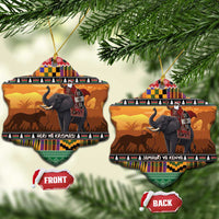 Kenya Safari Christmas Ceramic Ornament Black Santa Riding Elephant - Heri ya Krismasi - Wonder Print Shop