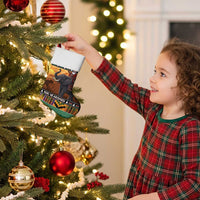 Kenya Safari Christmas Stocking Black Santa Riding Elephant - Heri ya Krismasi - Wonder Print Shop