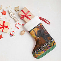 Kenya Safari Christmas Stocking Black Santa Riding Elephant - Heri ya Krismasi - Wonder Print Shop