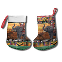 Kenya Safari Christmas Stocking Black Santa Riding Elephant - Heri ya Krismasi - Wonder Print Shop