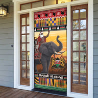 Kenya Safari Christmas Door Cover Black Santa Riding Elephant - Heri ya Krismasi - Wonder Print Shop
