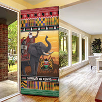 Kenya Safari Christmas Door Cover Black Santa Riding Elephant - Heri ya Krismasi - Wonder Print Shop