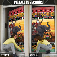 Kenya Safari Christmas Door Cover Black Santa Riding Elephant - Heri ya Krismasi - Wonder Print Shop