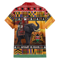 Kenya Safari Christmas Family Matching Off Shoulder Maxi Dress and Hawaiian Shirt Black Santa Riding Elephant - Heri ya Krismasi - Wonder Print Shop
