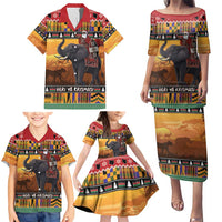 Kenya Safari Christmas Family Matching Puletasi and Hawaiian Shirt Black Santa Riding Elephant - Heri ya Krismasi - Wonder Print Shop