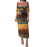 Kenya Safari Christmas Family Matching Puletasi and Hawaiian Shirt Black Santa Riding Elephant - Heri ya Krismasi - Wonder Print Shop