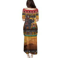 Kenya Safari Christmas Family Matching Puletasi and Hawaiian Shirt Black Santa Riding Elephant - Heri ya Krismasi - Wonder Print Shop