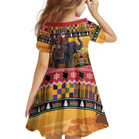Kenya Safari Christmas Family Matching Short Sleeve Bodycon Dress and Hawaiian Shirt Black Santa Riding Elephant - Heri ya Krismasi - Wonder Print Shop
