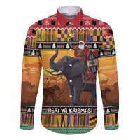 Kenya Safari Christmas Family Matching Short Sleeve Bodycon Dress and Hawaiian Shirt Black Santa Riding Elephant - Heri ya Krismasi - Wonder Print Shop